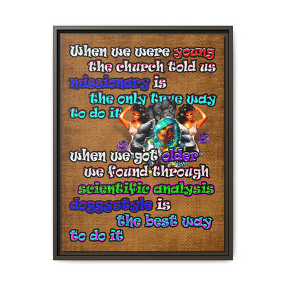 doggystyle - framed canvas art (brown papyrus)