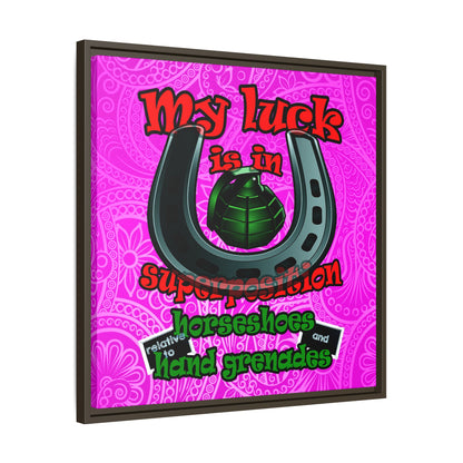 my luck - framed canvas art (pink swirl)