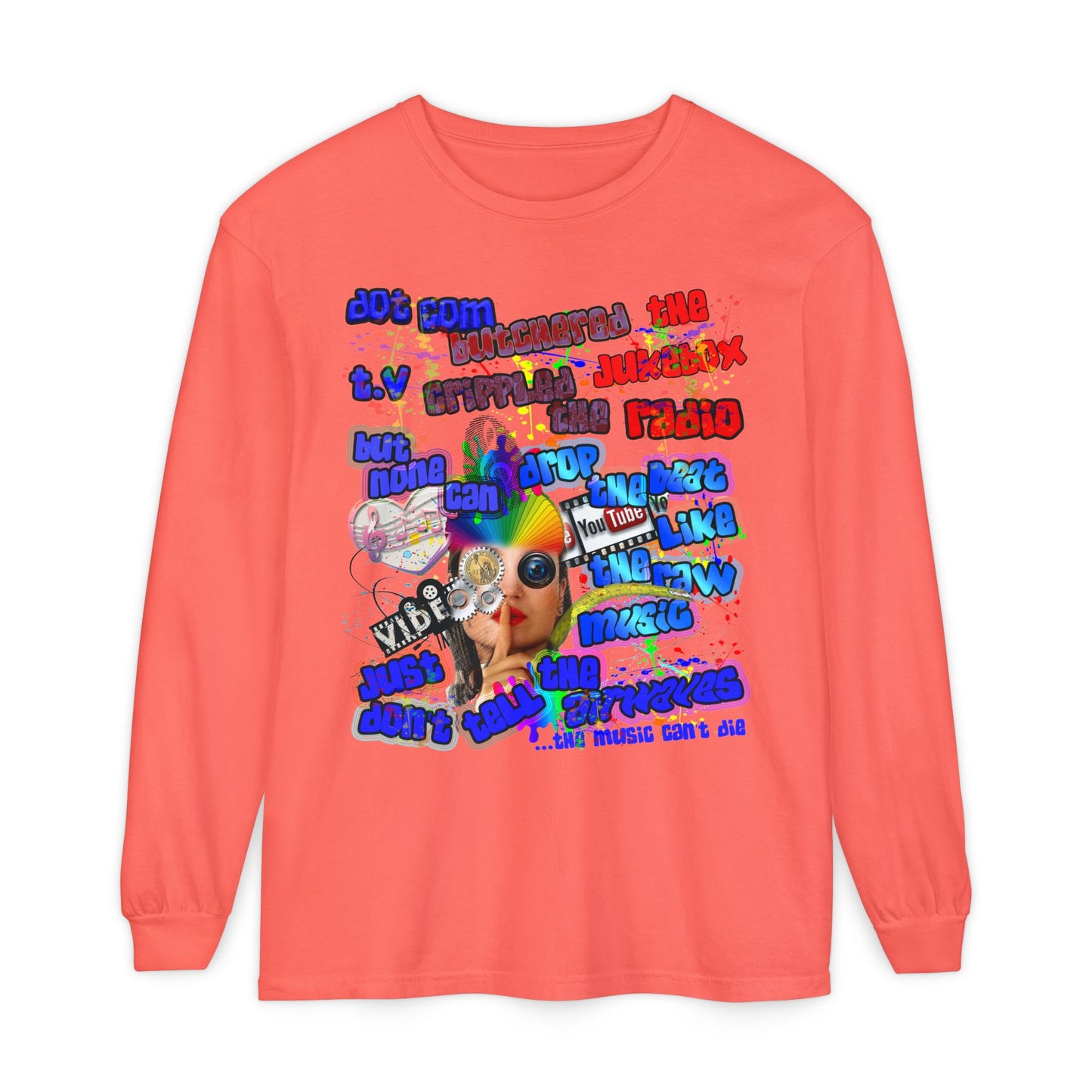 drop the beat - Unisex Garment-dyed Long Sleeve T-Shirt