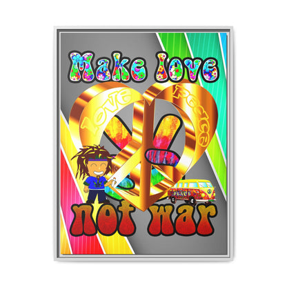 love peace - framed canvas art (rainbow split)