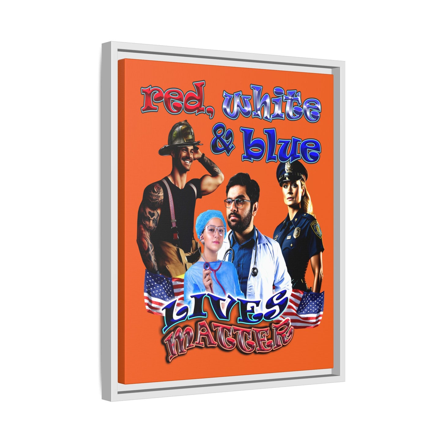 rw&b lives matter - framed canvas art (orange)