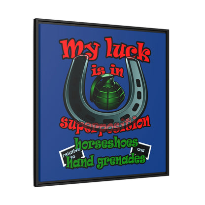 my luck - framed canvas art (dark blue)