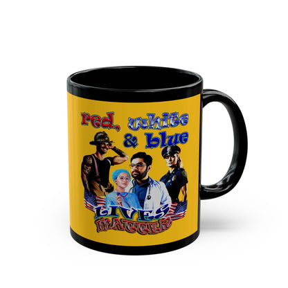 rw&b lives matter - Black Mug (yellow)