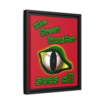 green monster - framed canvas art (dark red)