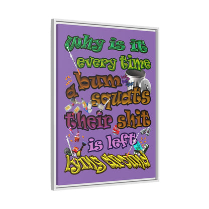 the bum's shit - framed canvas art (light purple)