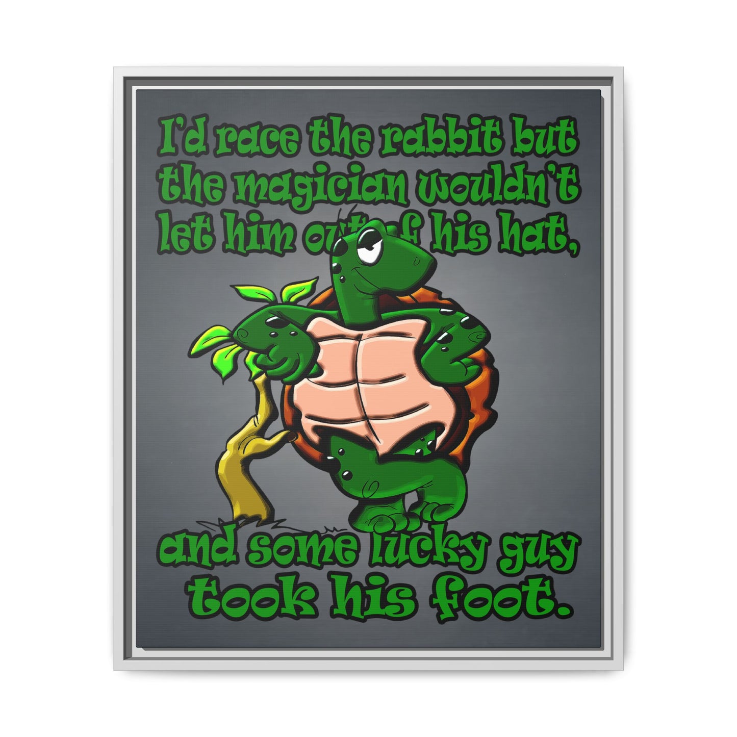 turtle race - framed canvas art (grey-light grey)