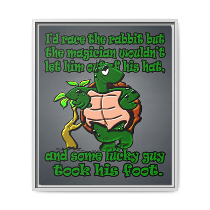 turtle race - framed canvas art (grey-light grey)