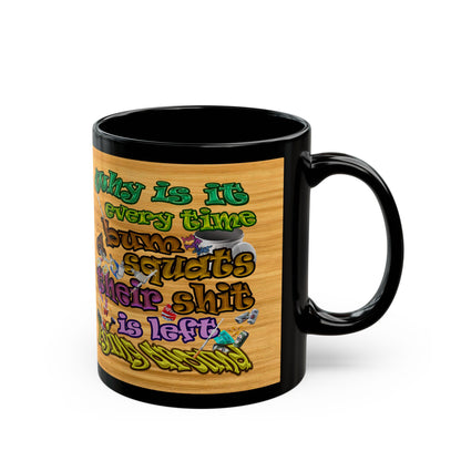 the bum's shit - Black Mug (butterscotch wood finish)
