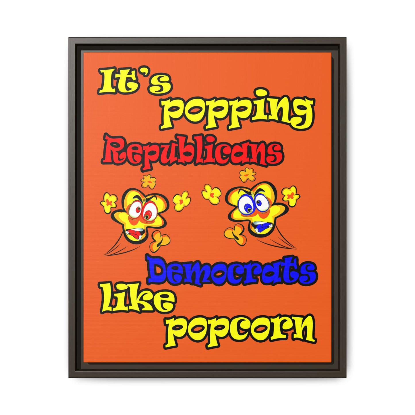 popping like popcorn - framed canvas art (orange)