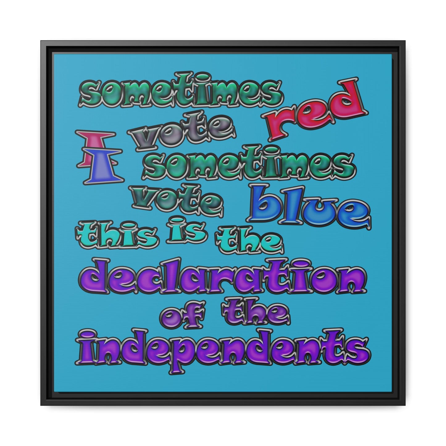 declaration of the independents - framed canvas art (turquoise)