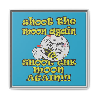 shoot the moon again - framed canvas art (turquoise)