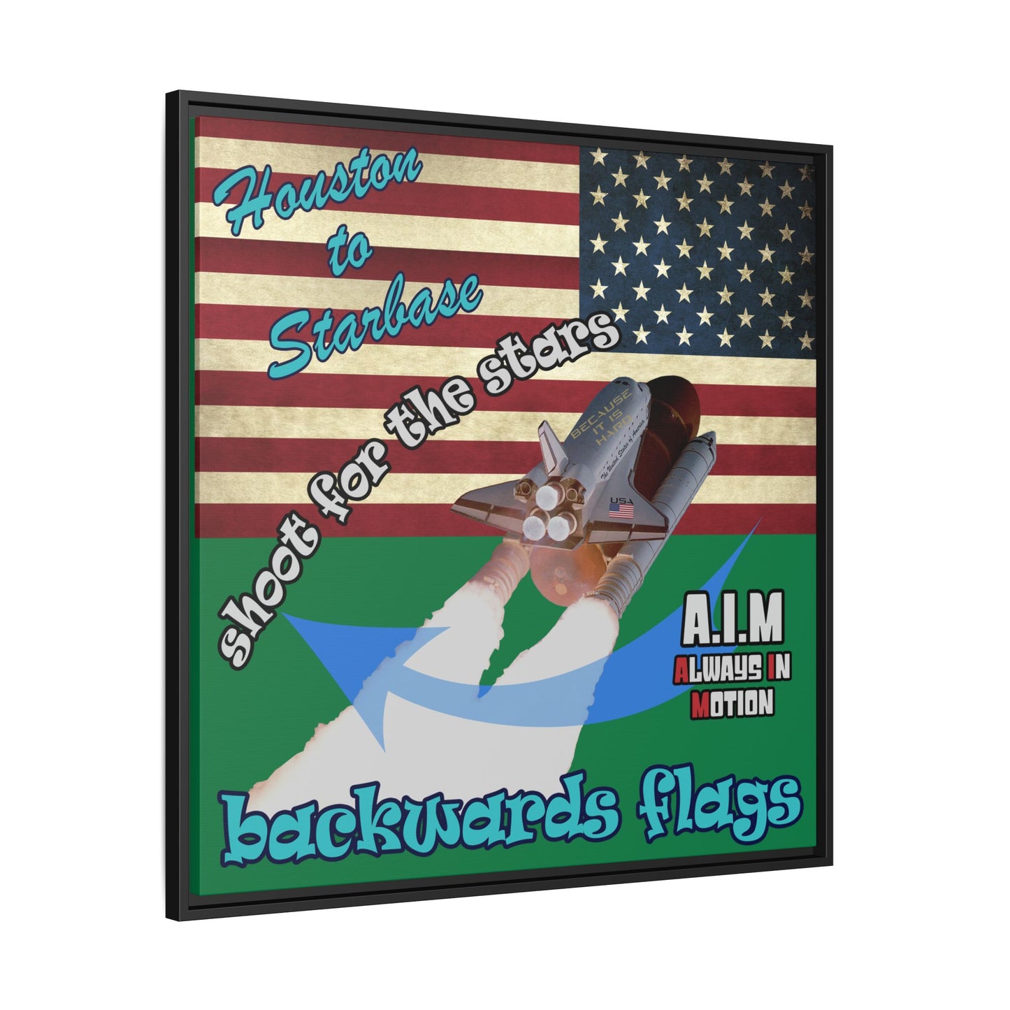 shoot for the stars - framed canvas art (dark green)