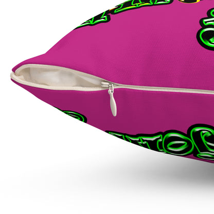 og - Spun Polyester Square Pillow - (pink)