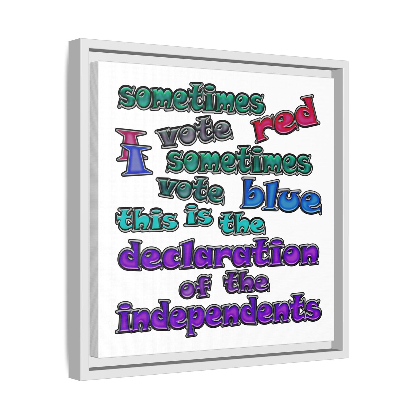 declaration of the independents - framed canvas art (white)