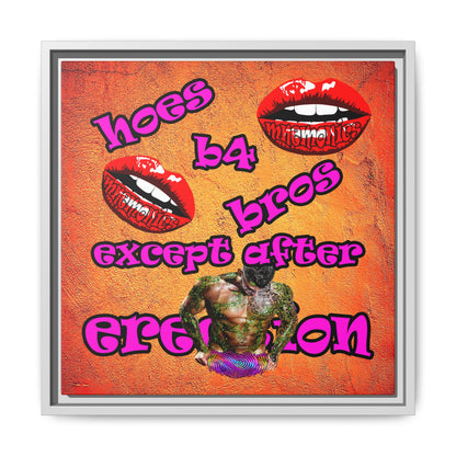 hoes b4 bros - framed canvas art (burnt orange)