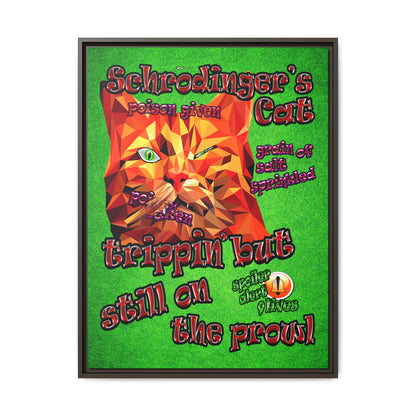 schrodinger's cat - framed canvas art (green turf)