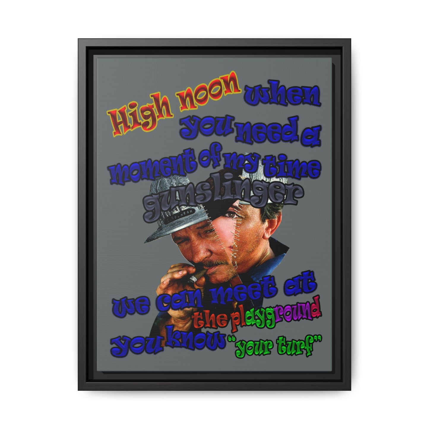 high noon - framed canvas art (dark grey)