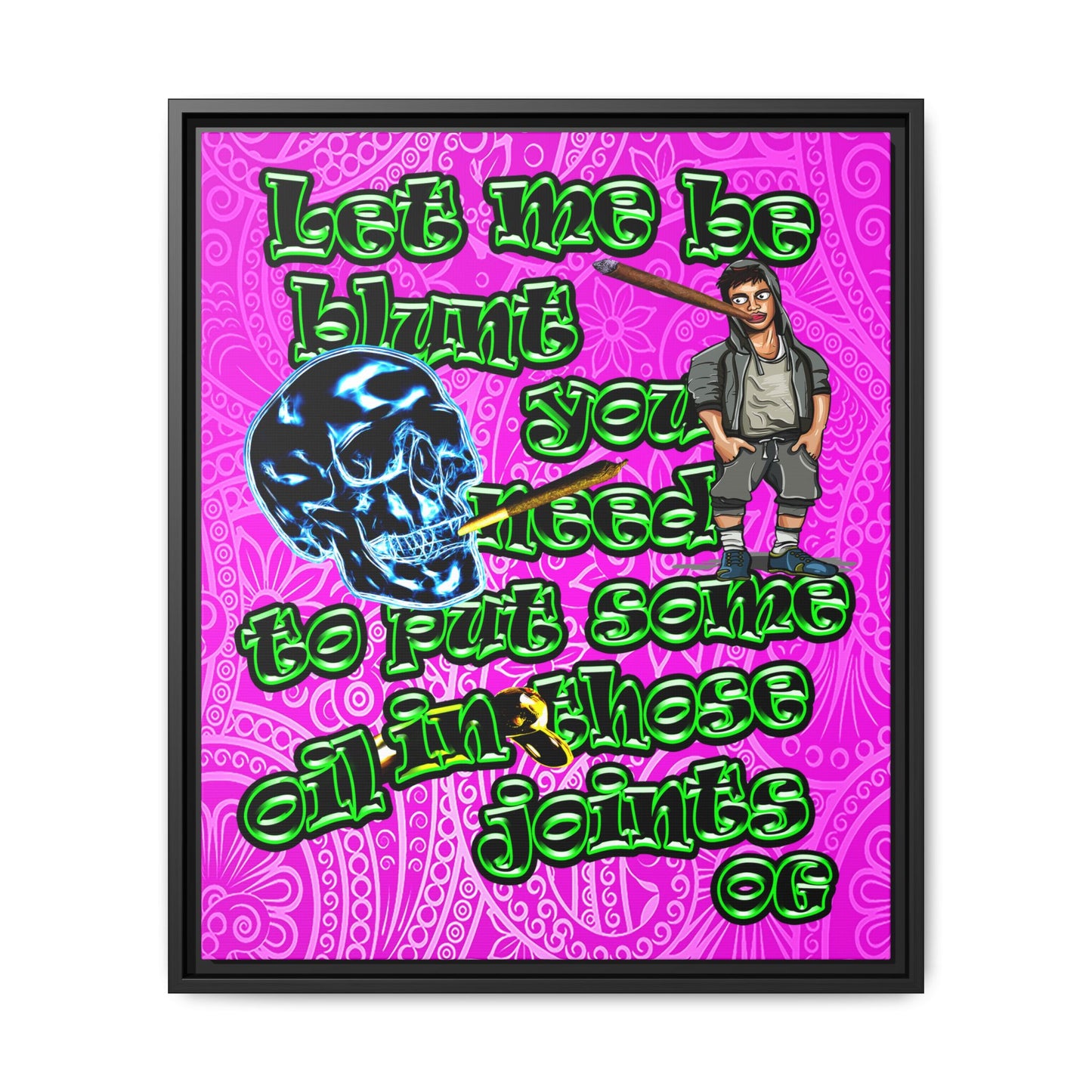 og - framed canvas art (pink swirl)
