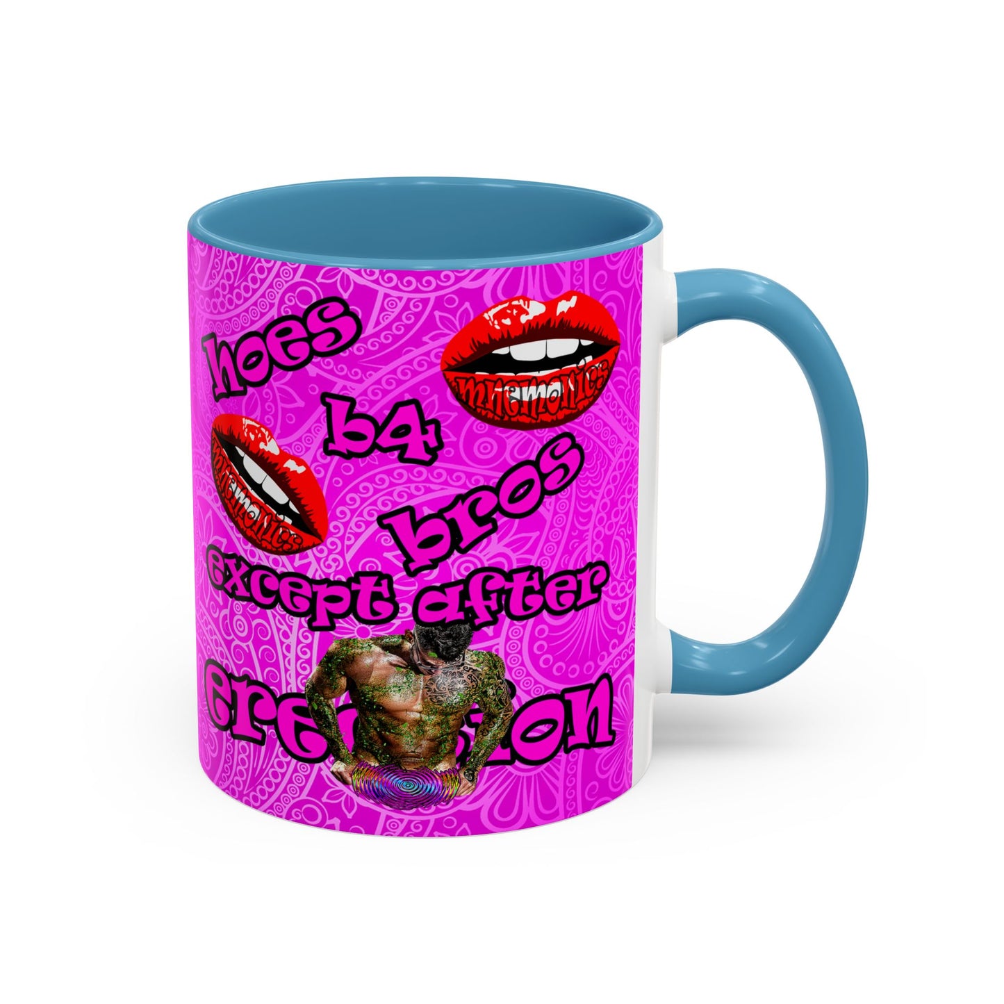 hoes b4 bros - Accent Mug (pink swirl)