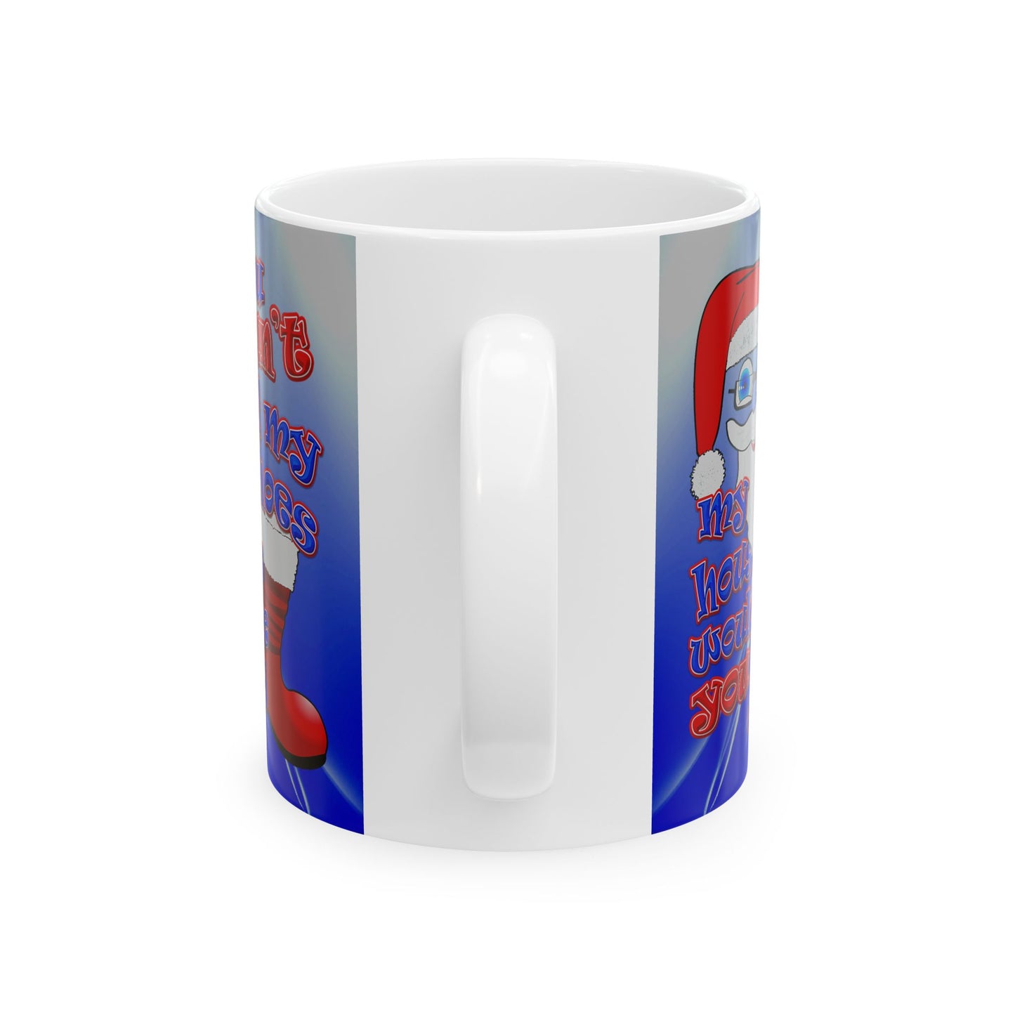 santa's shoes - White Mug (blue-white wave)