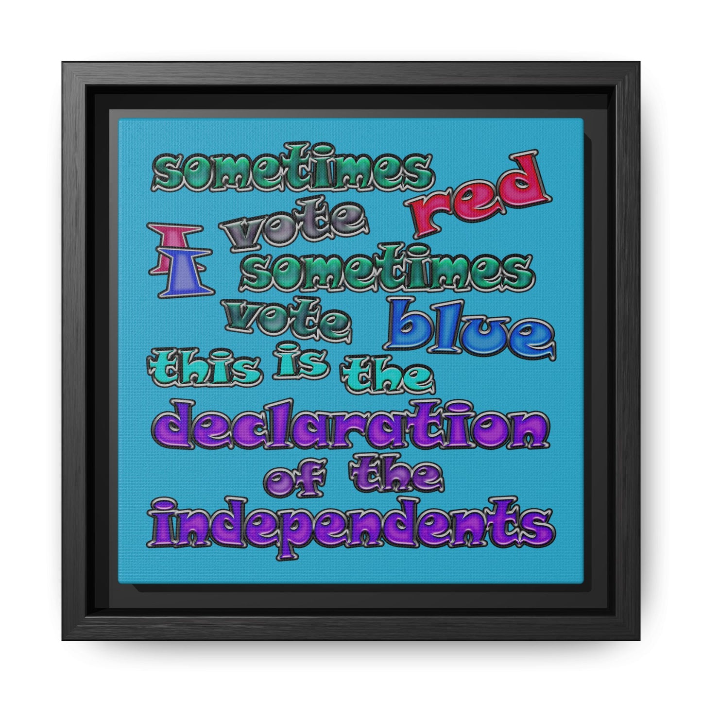 declaration of the independents - framed canvas art (turquoise)
