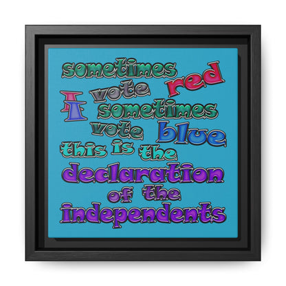 declaration of the independents - framed canvas art (turquoise)