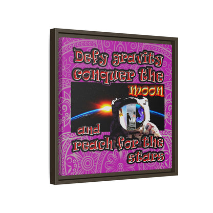 defy conquer reach - framed canvas art (pink swirl)