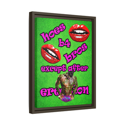 hoes b4 bros - framed canvas art (green turf)