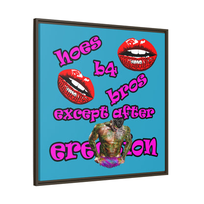 hoes b4 bros - framed canvas art (turquoise)