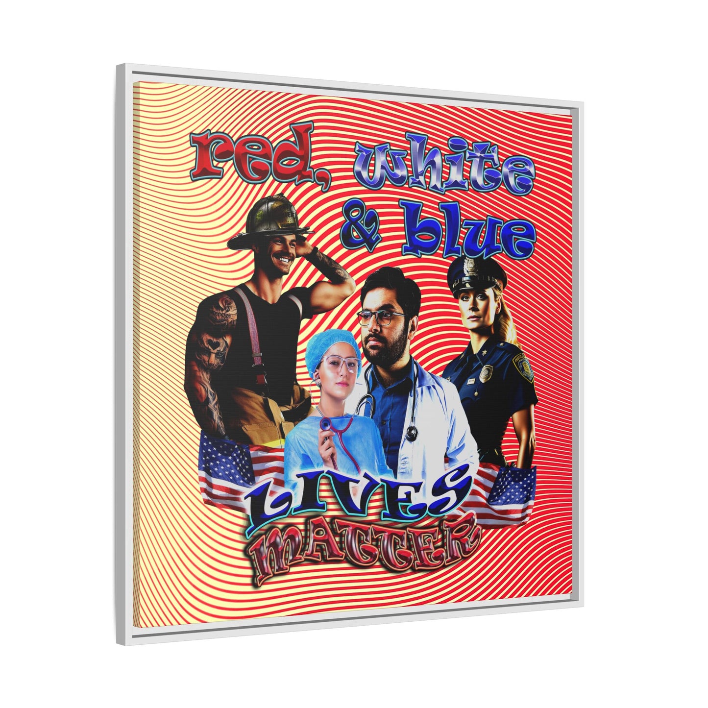 rw&b lives matter - framed canvas art (yellow-orange wave)