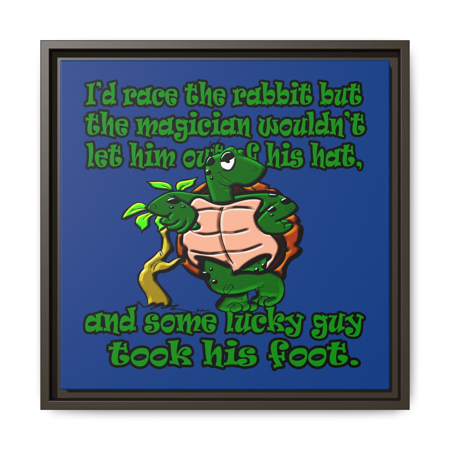 turtle race - framed canvas art (dark blue)