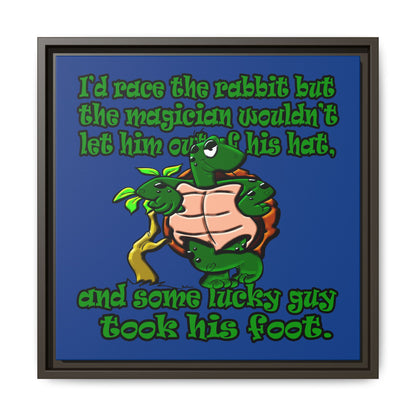 turtle race - framed canvas art (dark blue)