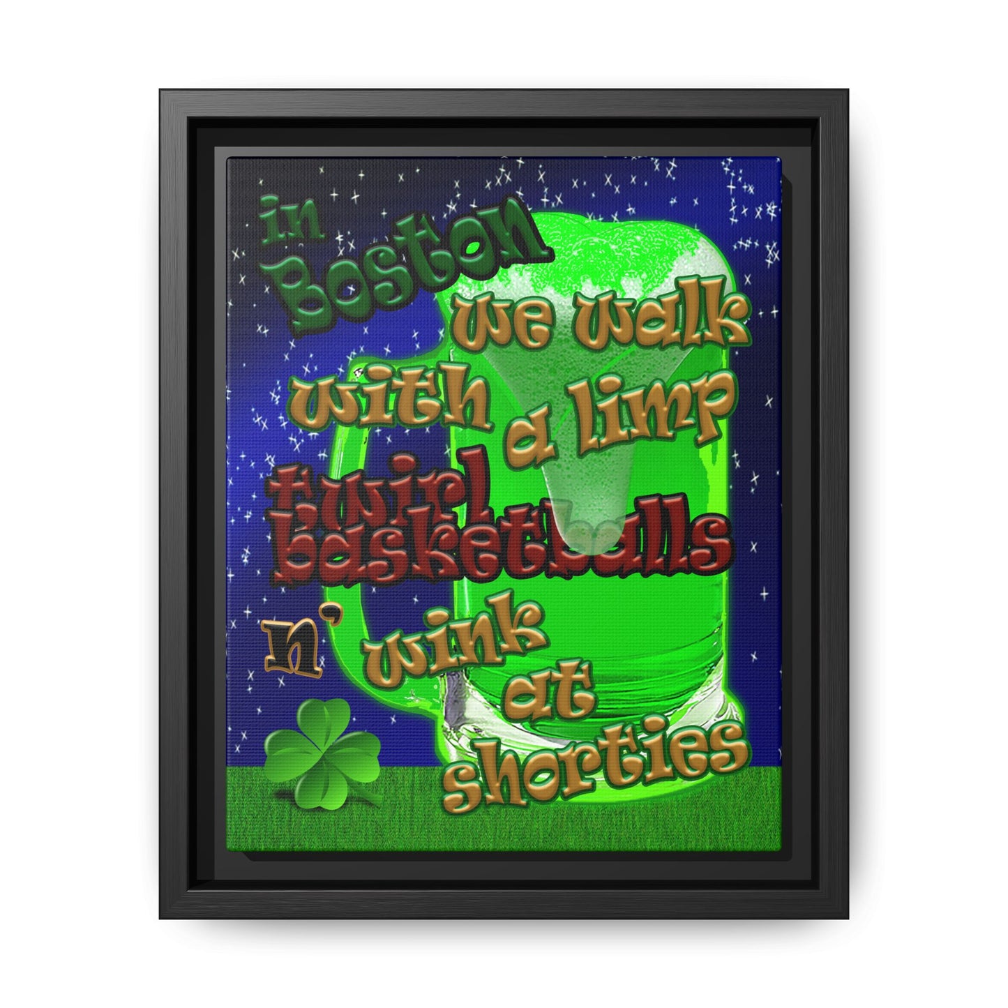 celtics logo - framed canvas art ('snoops' background)