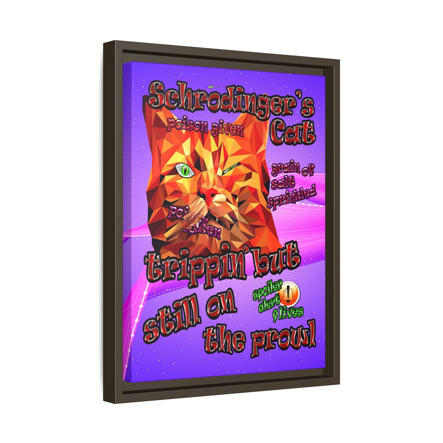 schrodinger's cat - framed canvas art (purple-pink wave)