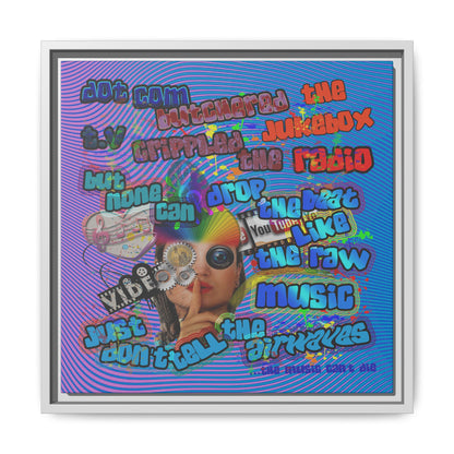 drop the beat - framed canvas art (light blue-purple wave)