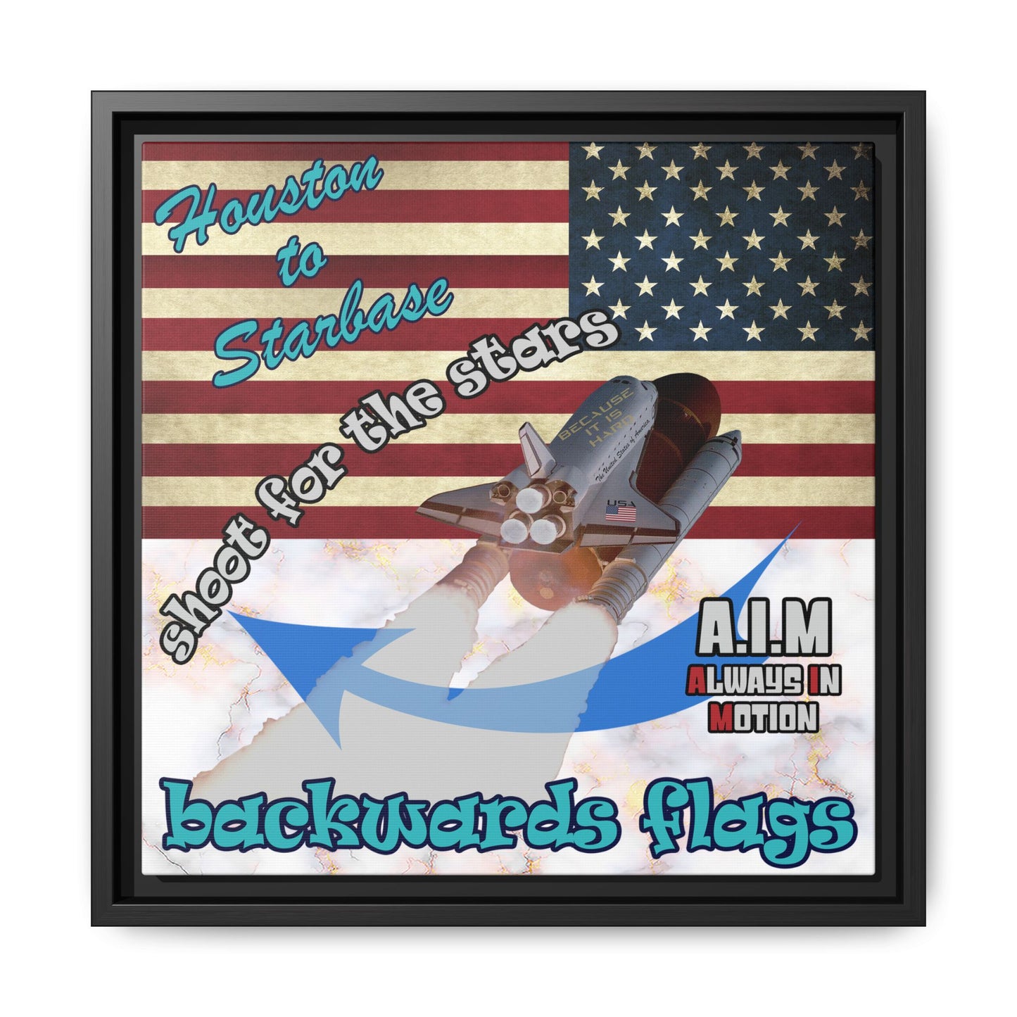 shoot for the stars - framed canvas art (white marble)