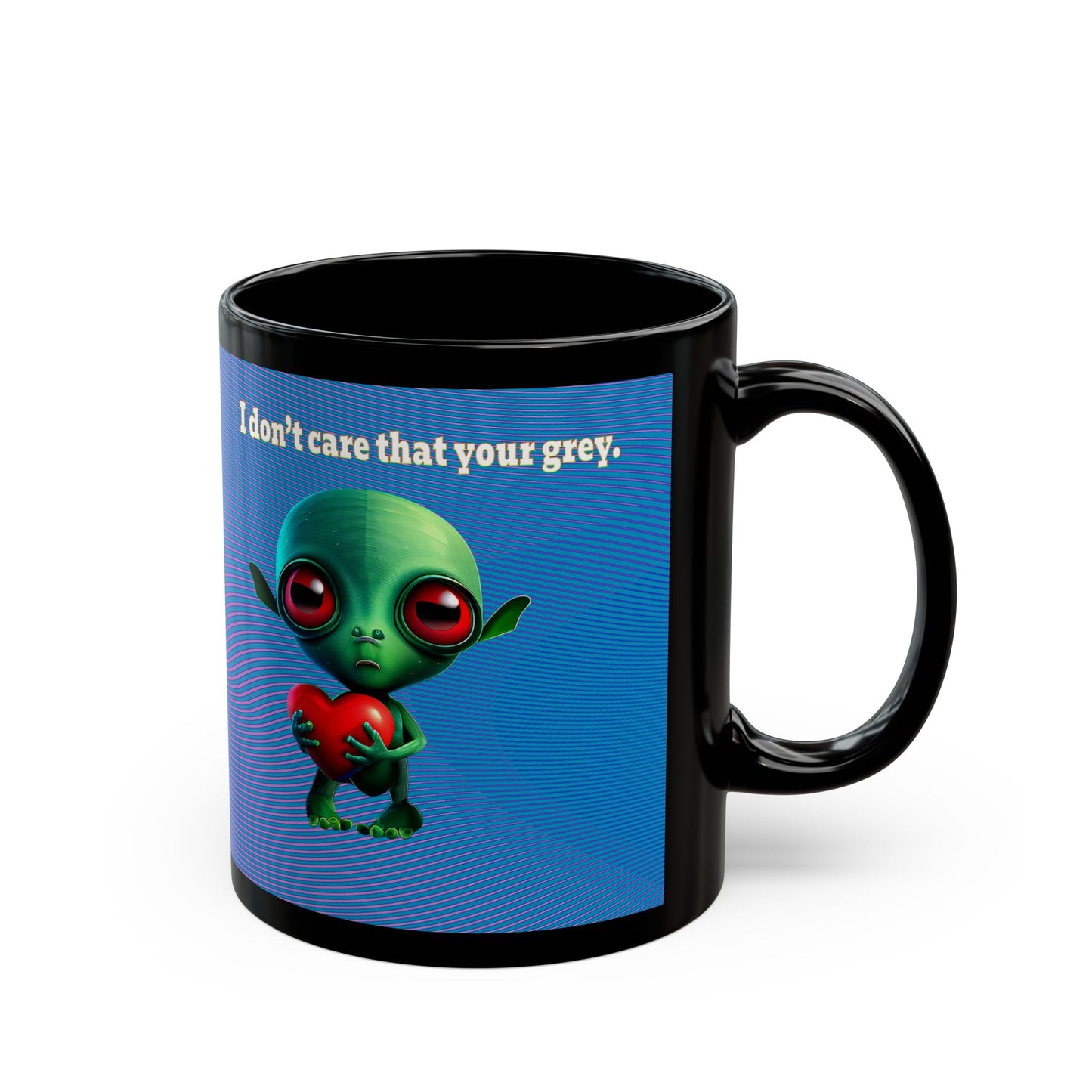 I don't care that your grey - Black Mug (light blue-purple wave)