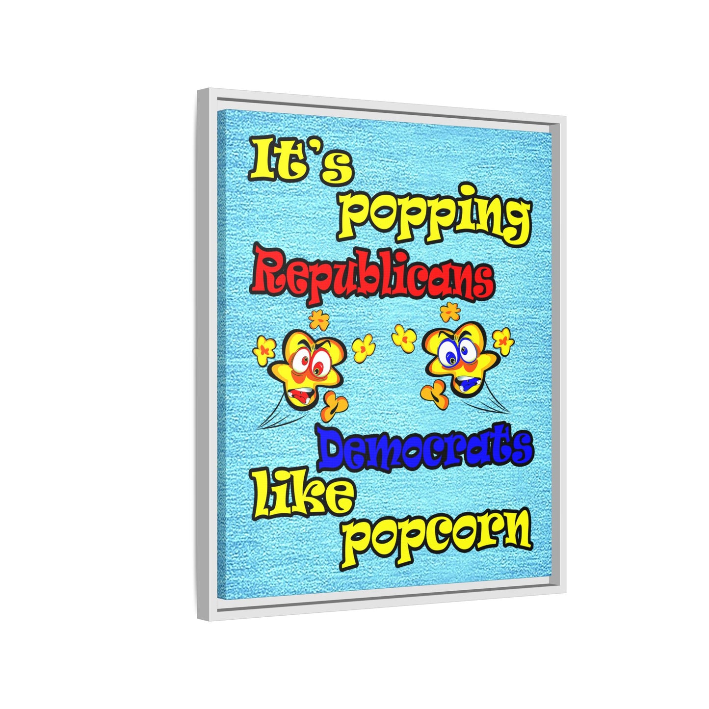 popping like popcorn - framed canvas art (faded dark blue)