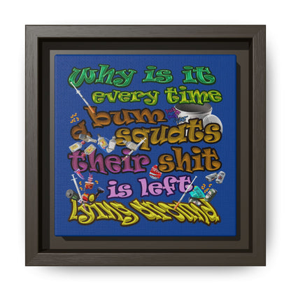 the bum's shit - framed canvas art (dark blue)