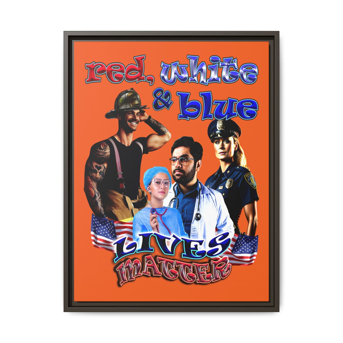 rw&b lives matter - framed canvas art (orange)
