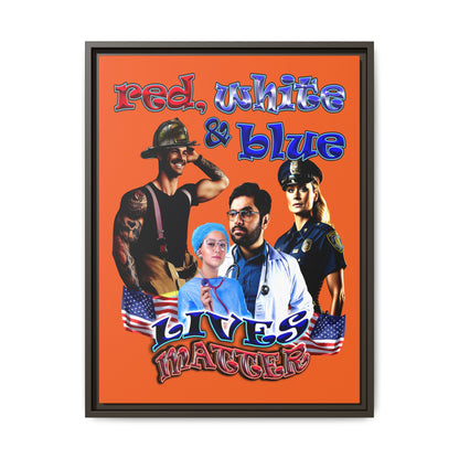rw&b lives matter - framed canvas art (orange)
