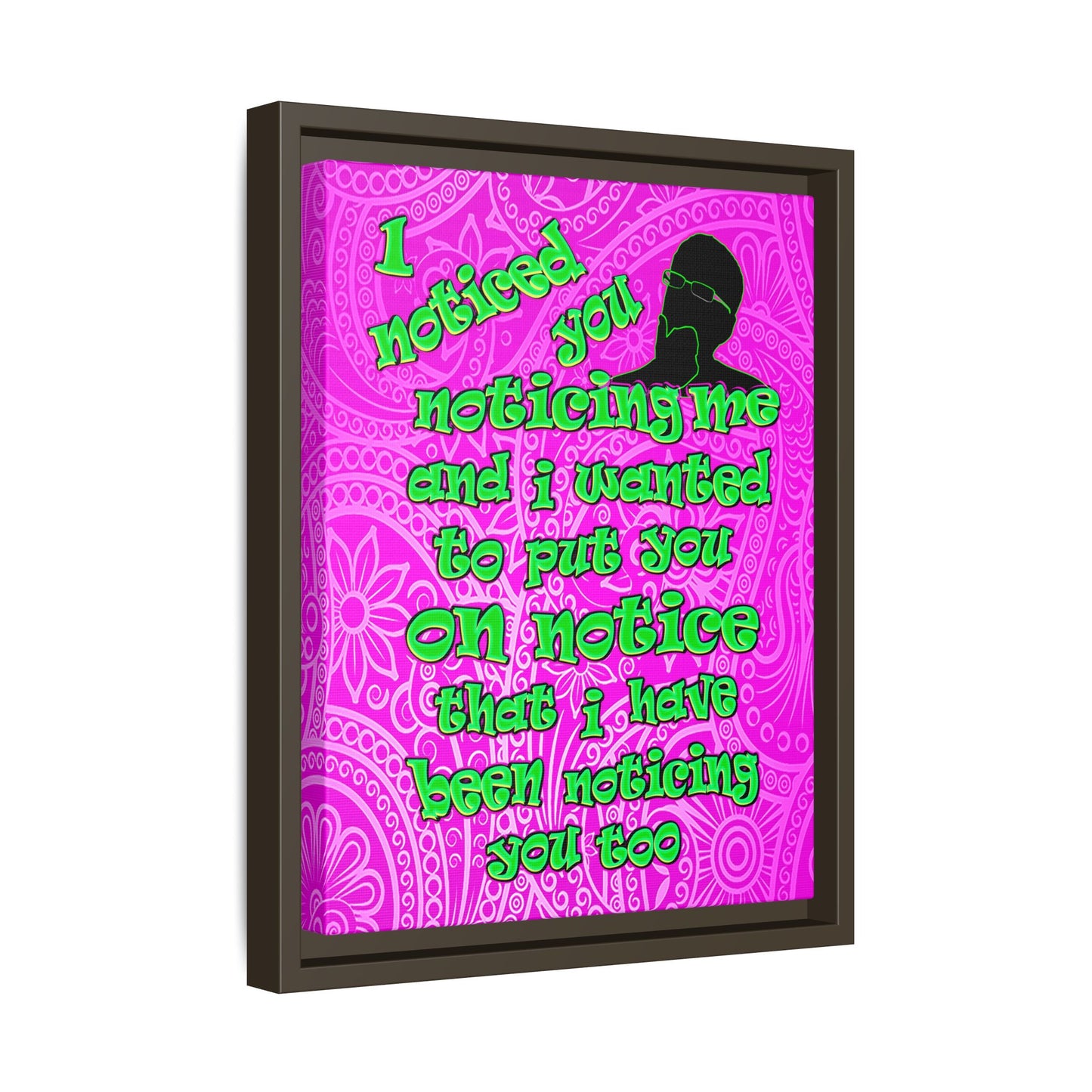noticed you noticing - framed canvas art (pink swirl)