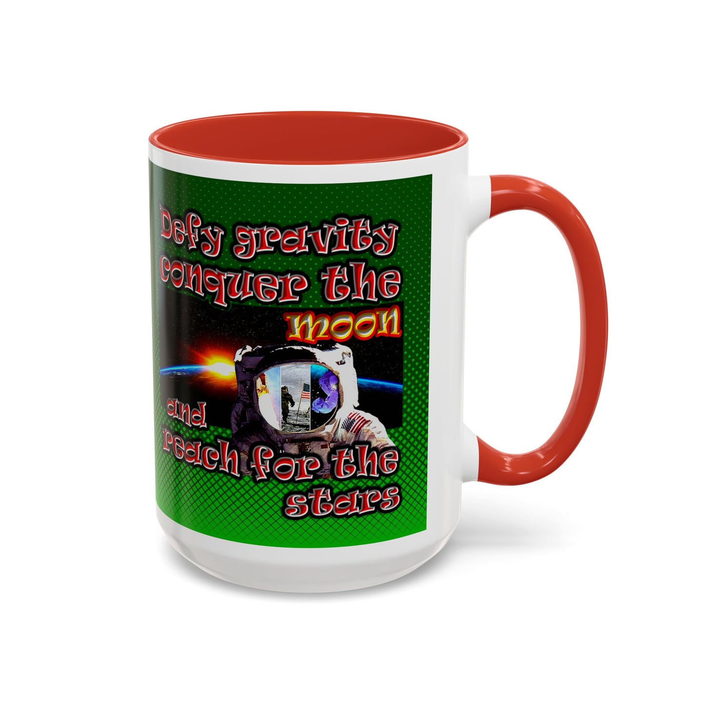 defy conquer reach - Accent Mug (logo green)