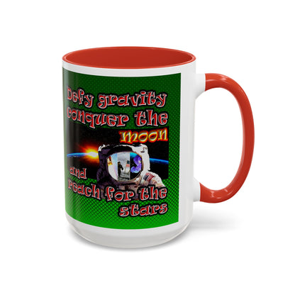 defy conquer reach - Accent Mug (logo green)
