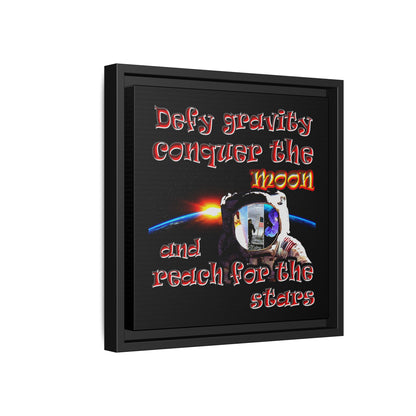 defy conquer reach - framed canvas art (black)