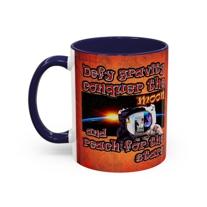 defy conquer reach - Accent Mug (burnt orange)