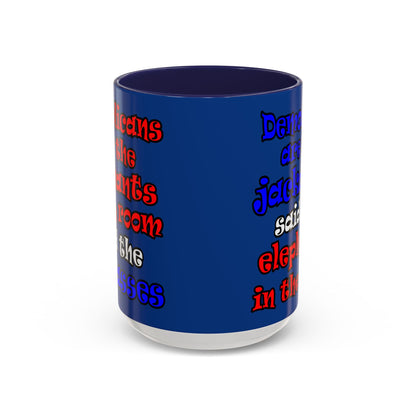 donkeys and elephants - Accent Mug (dark blue)