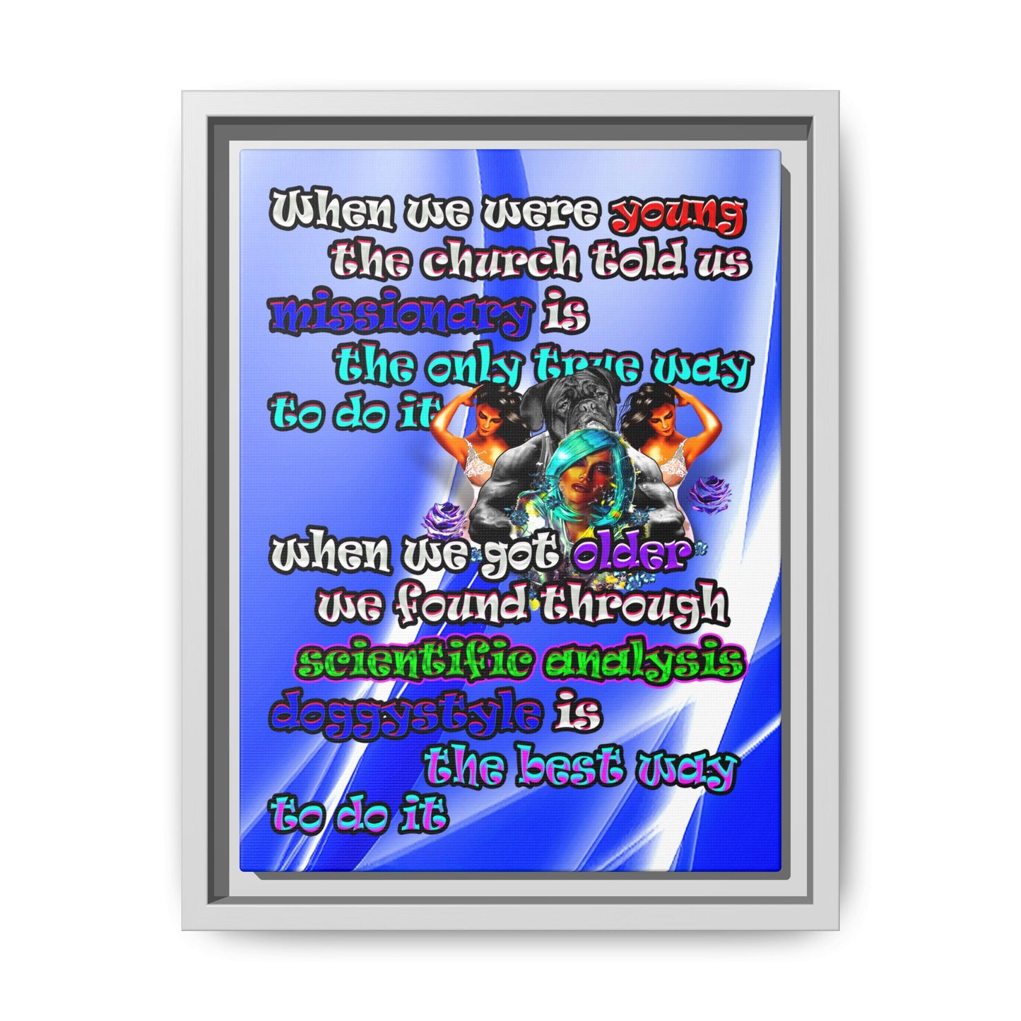 doggystyle - framed canvas art (blue-white wave)