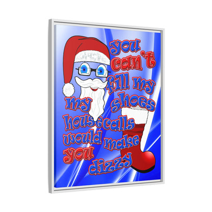 santa's shoes - framed canvas art (blue-white wave)
