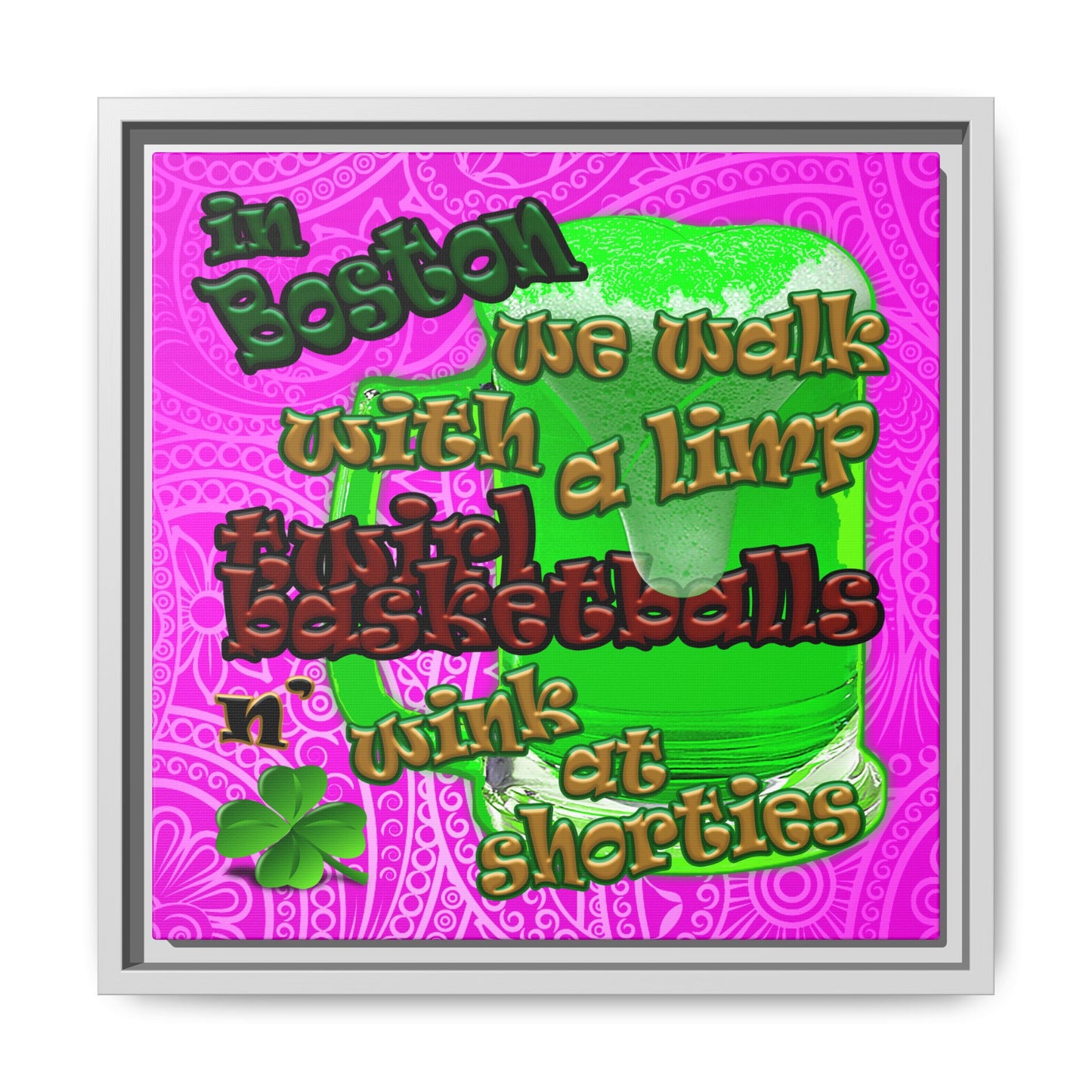 celtics logo - framed canvas art (pink swirl)